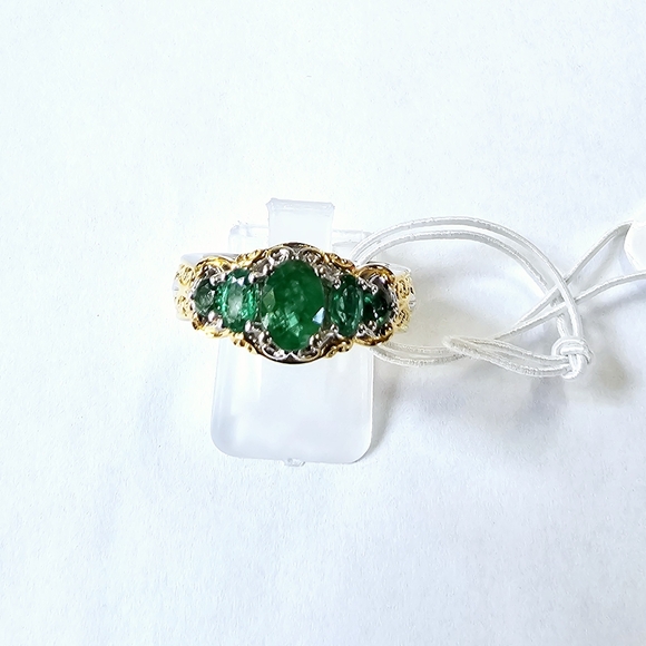 Limited Edition Untreated Genuine Emerald Ring Size 7 in 18k/925/Palladium 💚 - Picture 2 of 10